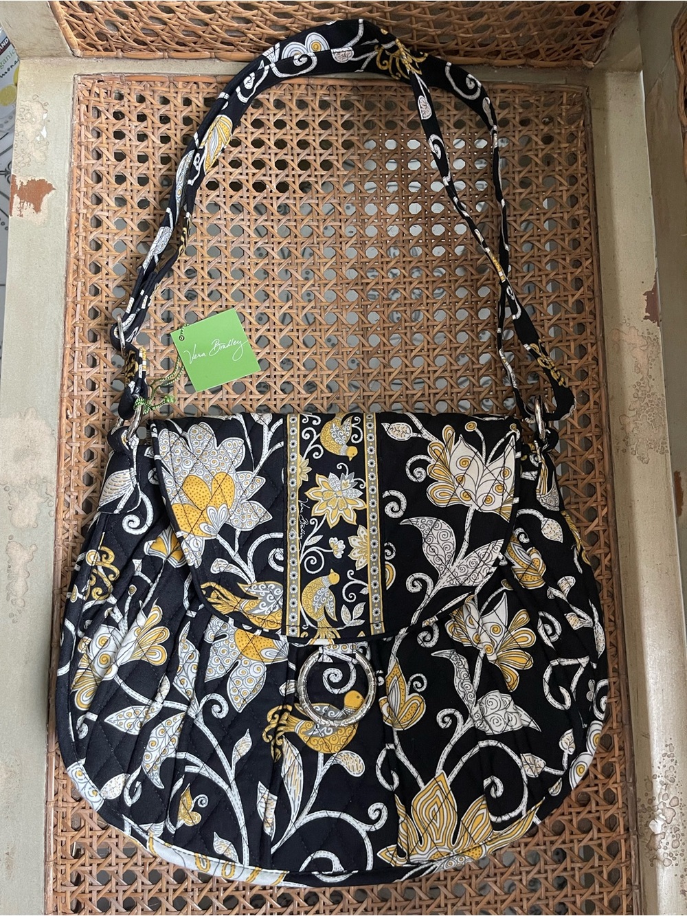 NWT Vera Bradley Retired “Yellow Bird” Quilted Saddle Up Bag